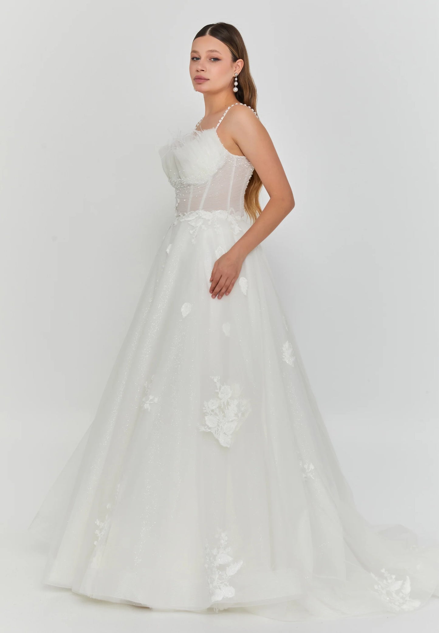 Sleeveless Maxi Tulle Regular Wedding Dress Unit Price: €300