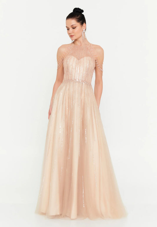 Sleeveless Maxi Tulle Column Regular Wedding Guest Dress Unit Price: €48