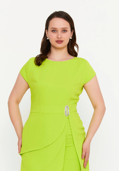 Short Sleeve Midi Viscose Column Plus Size Evening Dress Unit Price: €47