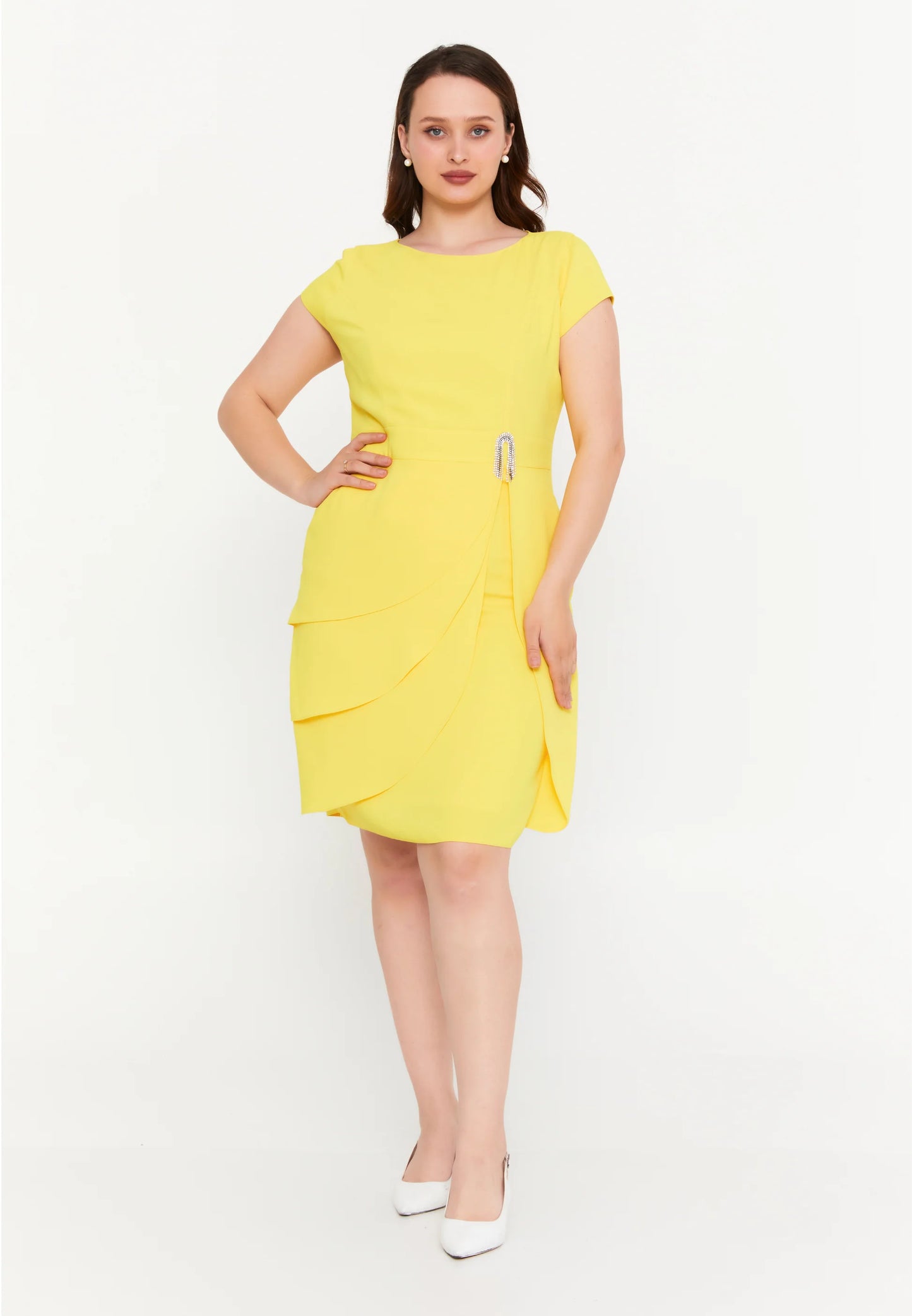 Short Sleeve Midi Viscose Column Plus Size Evening Dress Unit Price: €47