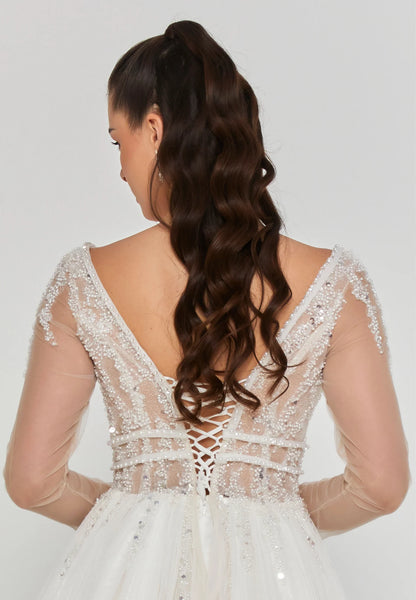 Long Sleeve Maxi Tulle Regular Wedding Dress Unit Price: €440