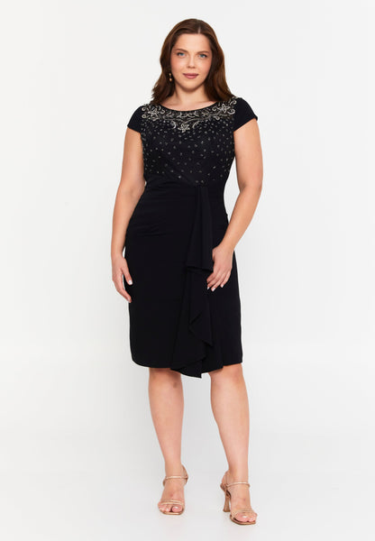 Short Sleeve Midi Viscose Column Plus Size Wedding Guest Dress Unit Price: €54