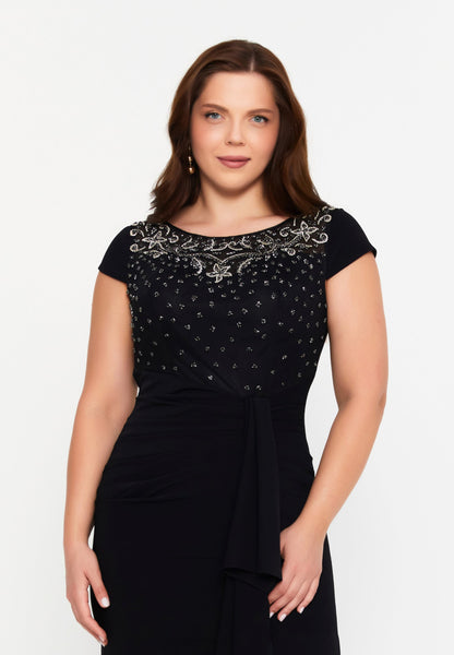 Short Sleeve Midi Viscose Column Plus Size Wedding Guest Dress Unit Price: €54