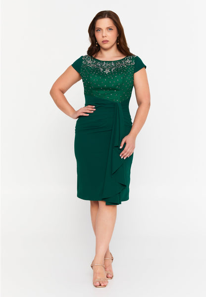 Short Sleeve Midi Viscose Column Plus Size Wedding Guest Dress Unit Price: €54