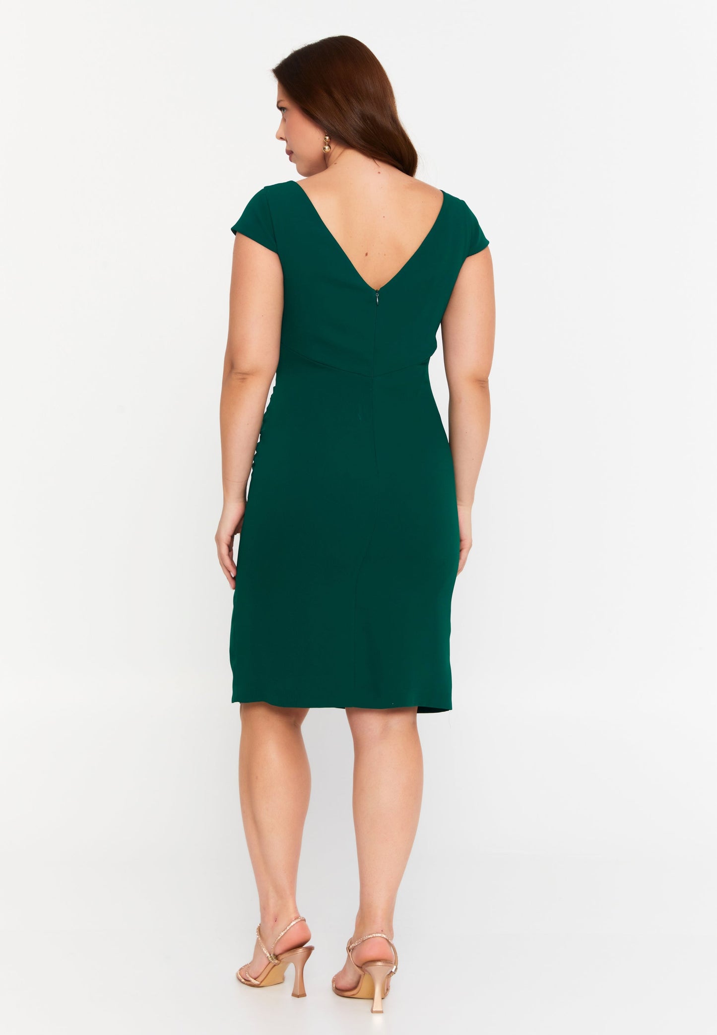 Short Sleeve Midi Viscose Column Plus Size Wedding Guest Dress Unit Price: €54