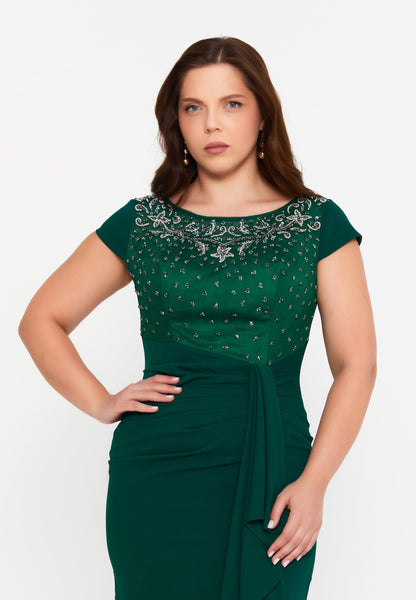 Short Sleeve Midi Viscose Column Plus Size Wedding Guest Dress Unit Price: €54
