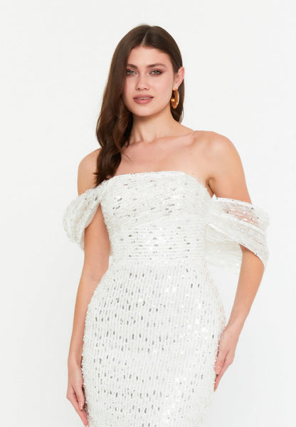 Off Shoulder Maxi Tulle Mermaid Regular Wedding Guest Dress Unit Price: €58