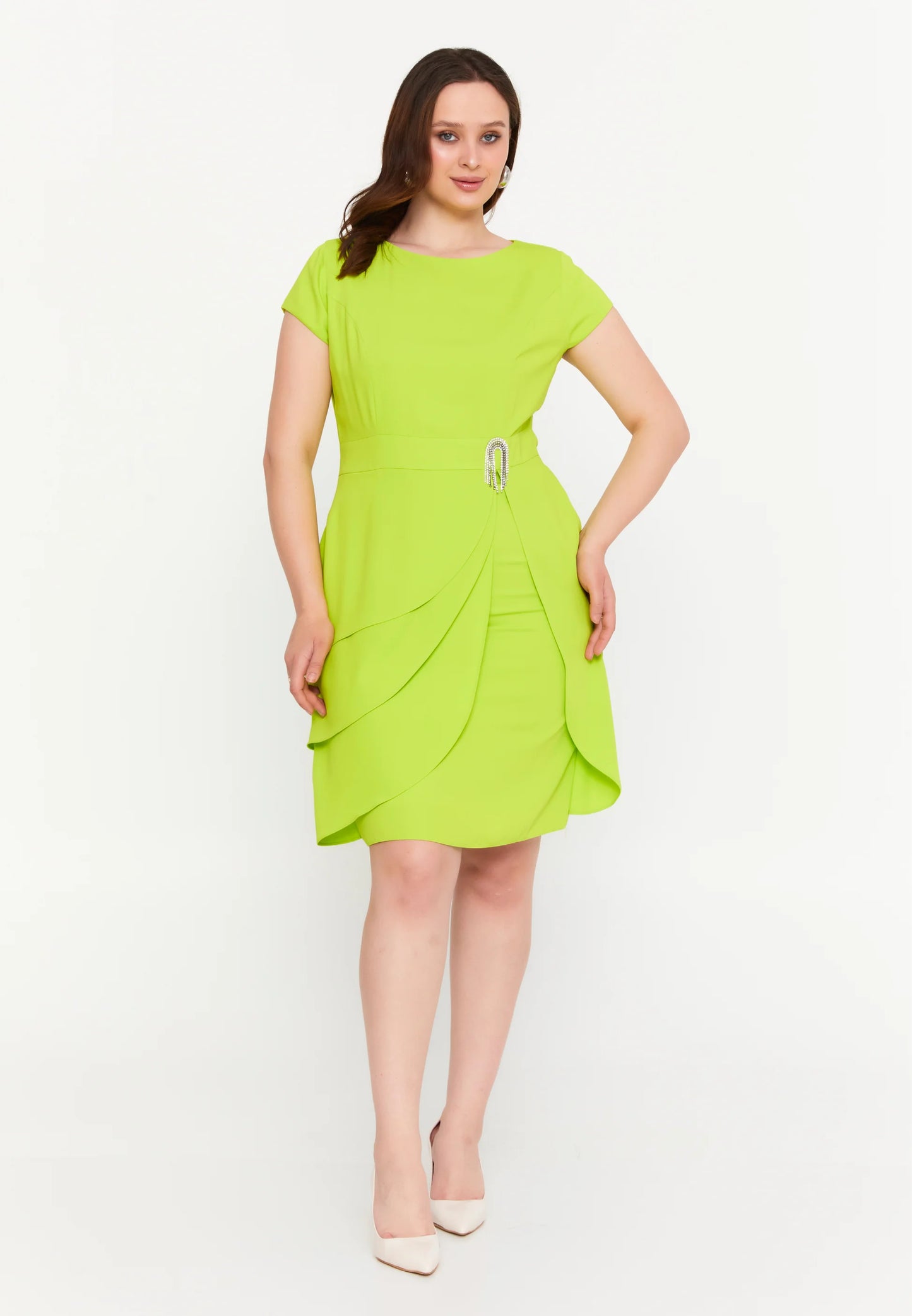 Short Sleeve Midi Viscose Column Plus Size Evening Dress Unit Price: €47
