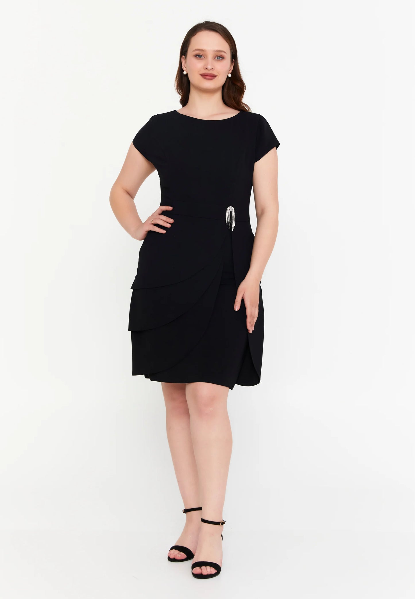 Short Sleeve Midi Viscose Column Plus Size Evening Dress Unit Price: €47