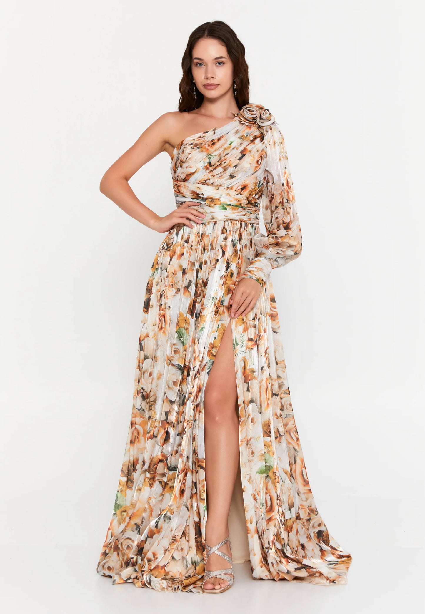 One Shoulder Maxi Chiffon Column Regular Evening Dress Unit Price: €94