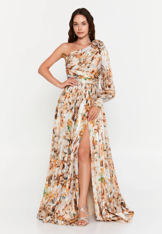 One Shoulder Maxi Chiffon Column Regular Evening Dress Unit Price: €94