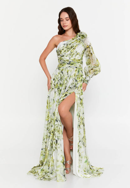 One Shoulder Maxi Chiffon Column Regular Evening Dress Unit Price: €94