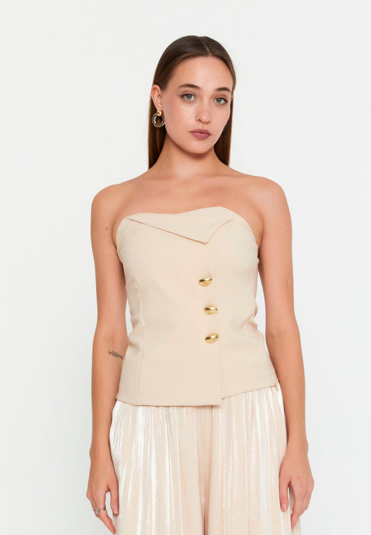 Strapless Solid Color Regular Blouse Unit Price: €12