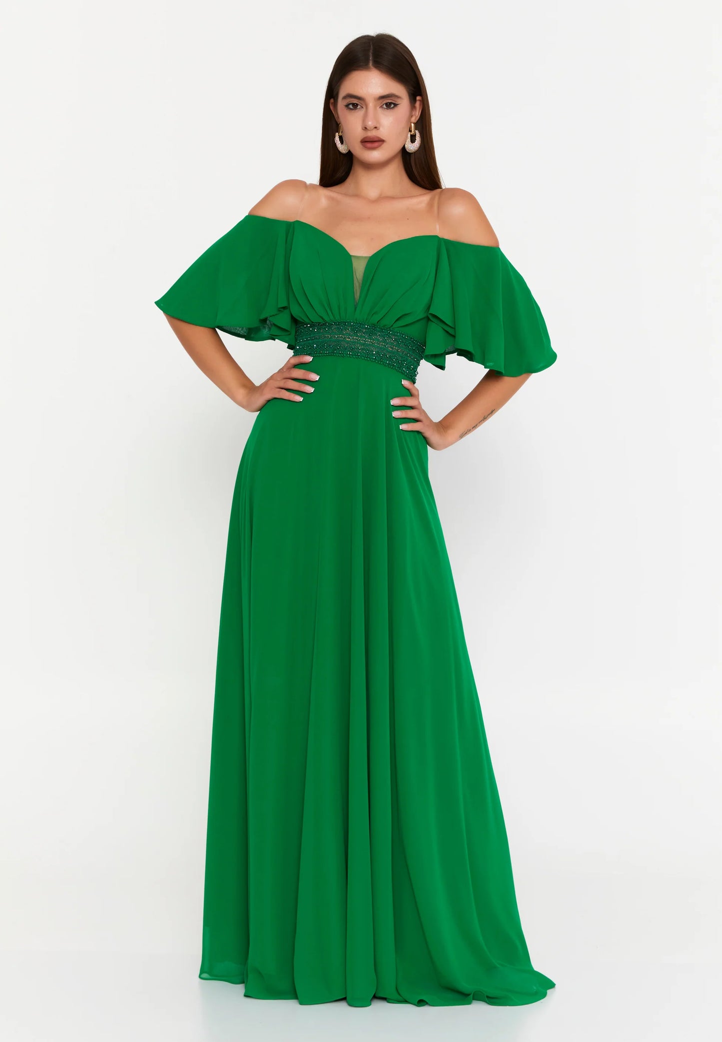Off Shoulder Maxi Chiffon Column Regular Wedding Guest Dress Unit Price: €60