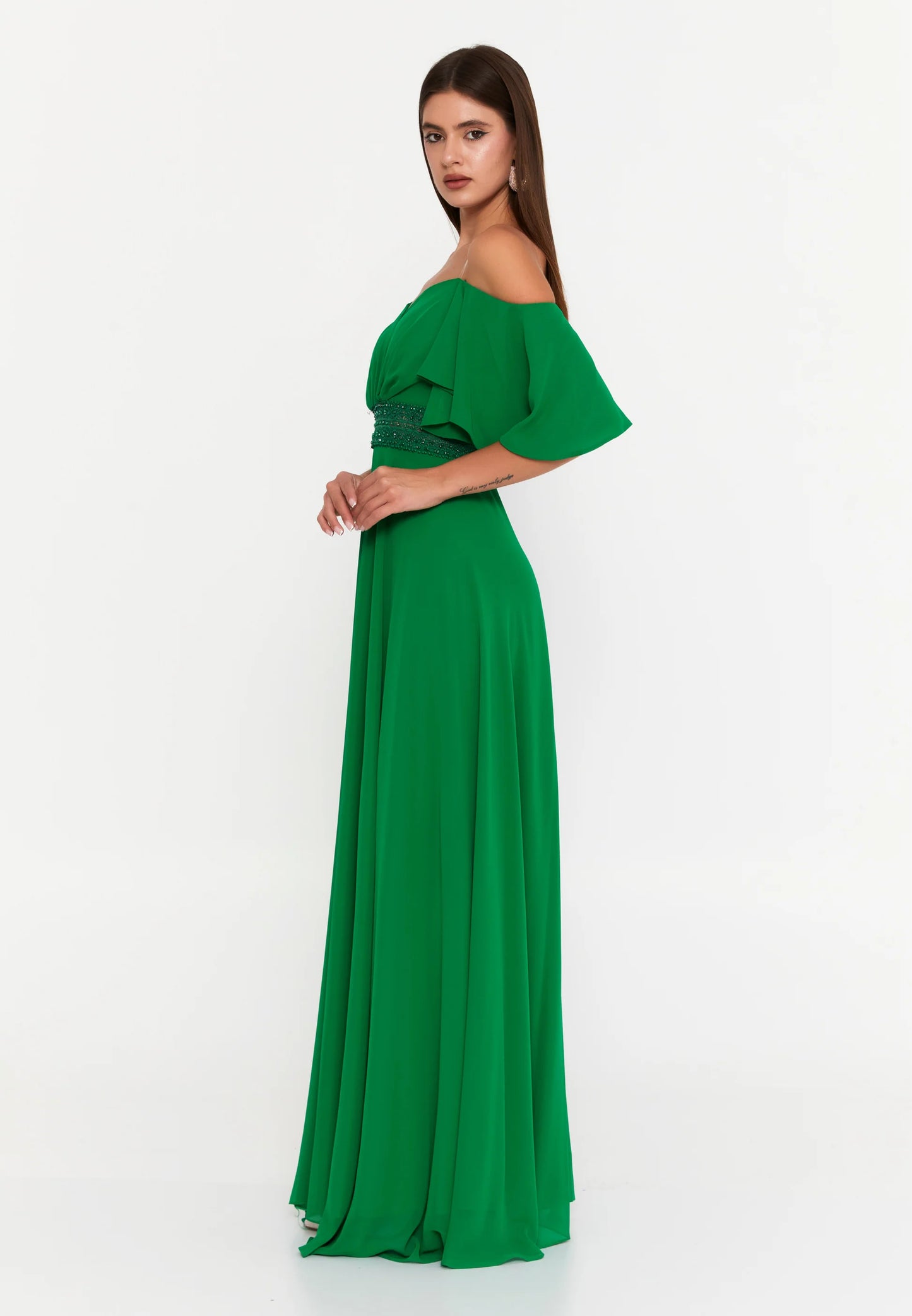 Off Shoulder Maxi Chiffon Column Regular Wedding Guest Dress Unit Price: €60