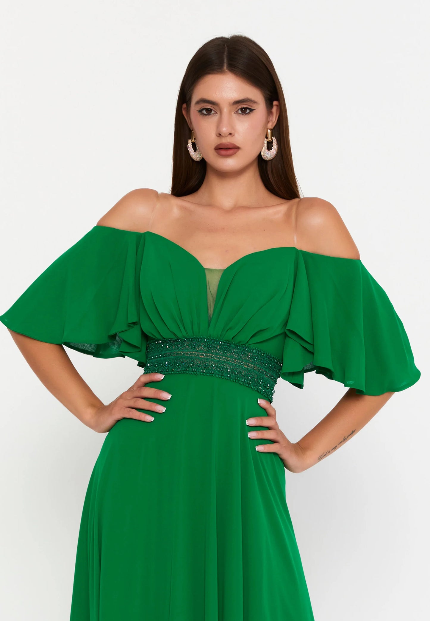 Off Shoulder Maxi Chiffon Column Regular Wedding Guest Dress Unit Price: €60