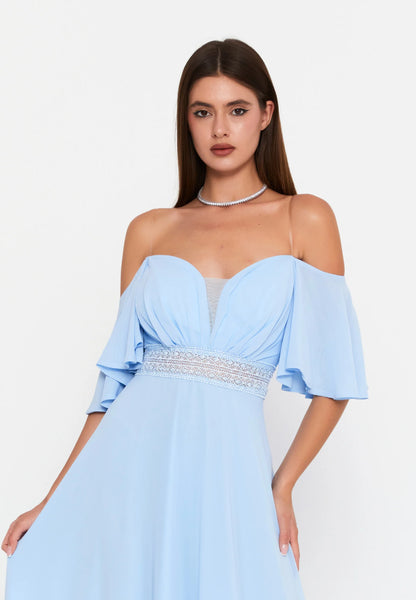 Off Shoulder Maxi Chiffon Column Regular Wedding Guest Dress Unit Price: €60