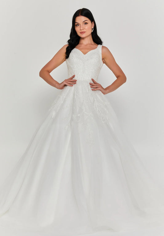 Sleeveless Maxi Tulle Regular Wedding Dress Unit Price: €480