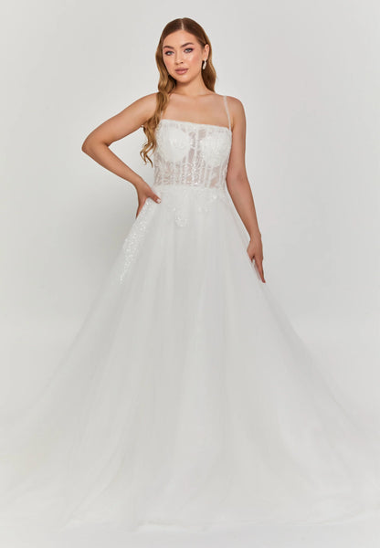 Sleeveless Maxi Tulle Regular Wedding Dress Unit Price: €240