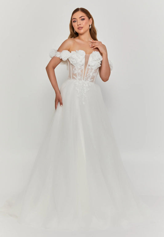 Off Shoulder Maxi Tulle Regular Wedding Dress Unit Price: €250