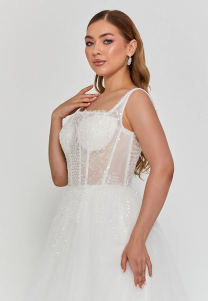 Sleeveless Maxi Tulle Regular Wedding Dress Unit Price: €265