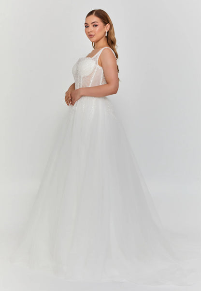 Sleeveless Maxi Tulle Regular Wedding Dress Unit Price: €265