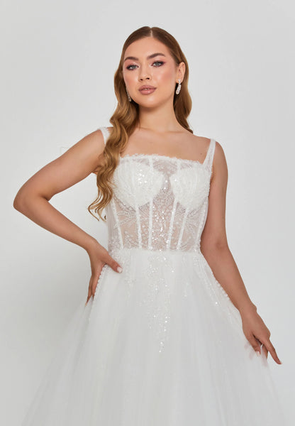 Sleeveless Maxi Tulle Regular Wedding Dress Unit Price: €265