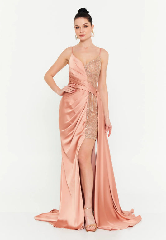Sleeveless Maxi Satin Mermaid Regular Wedding Guest Dress Unit Price: €72