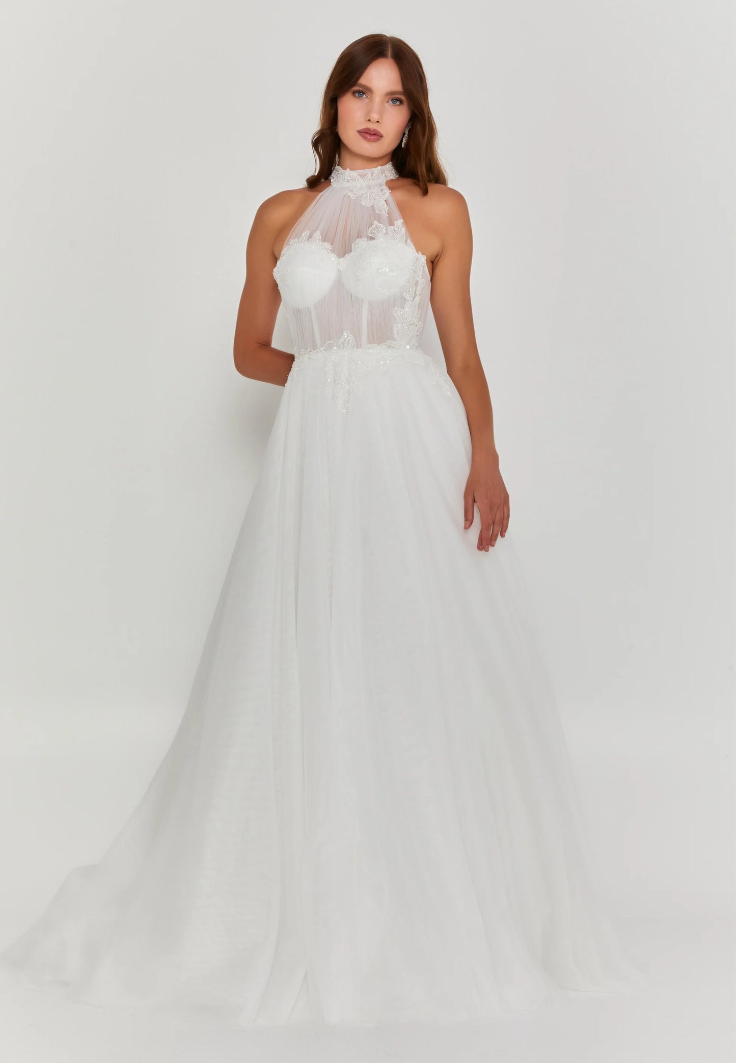 Sleeveless Maxi Tulle Regular Wedding Dress Unit Price: €390