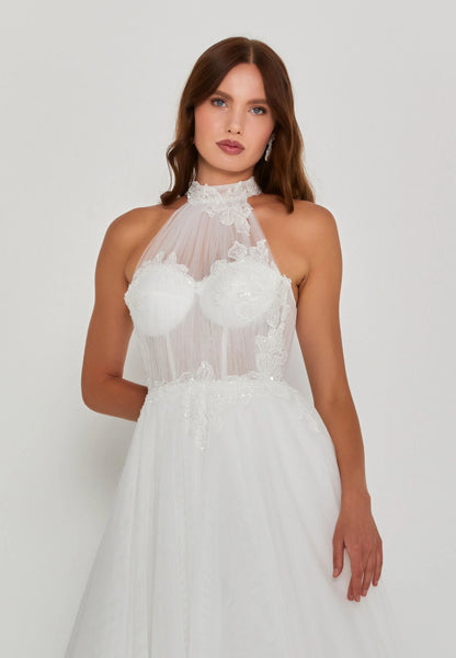 Sleeveless Maxi Tulle Regular Wedding Dress Unit Price: €390