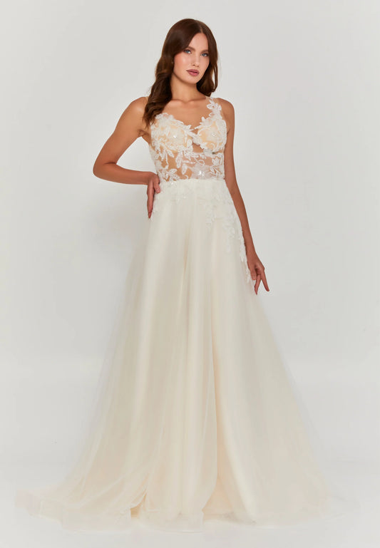 Sleeveless Maxi Tulle Regular Wedding Dress Unit Price: €450