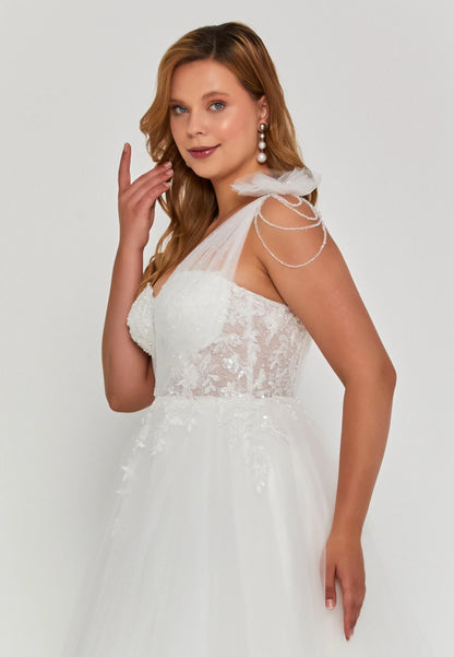 One Shoulder Maxi Tulle Regular Wedding Dress Unit Price: €390