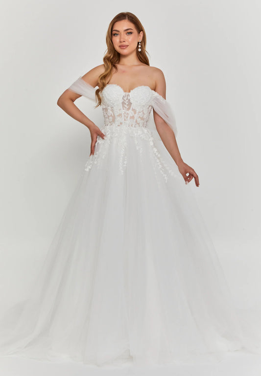 Off Shoulder Maxi Tulle Regular Wedding Dress Unit Price: €290