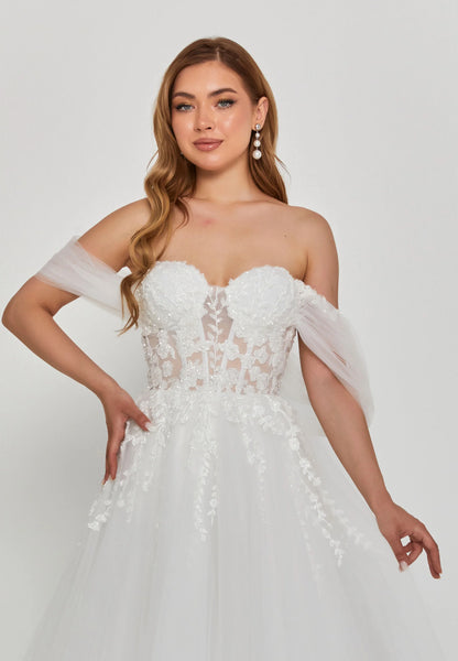 Off Shoulder Maxi Tulle Regular Wedding Dress Unit Price: €290