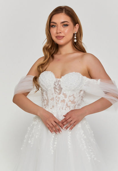 Off Shoulder Maxi Tulle Regular Wedding Dress Unit Price: €290