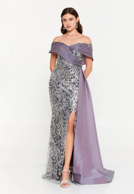 Off Shoulder Maxi Tulle Mermaid Regular Wedding Guest Dress Unit Price: €95