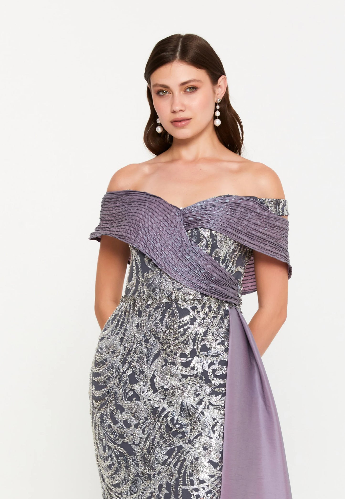 Off Shoulder Maxi Tulle Mermaid Regular Wedding Guest Dress Unit Price: €95