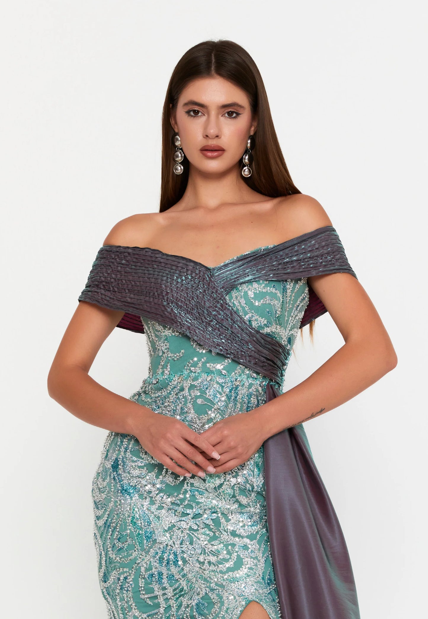 Off Shoulder Maxi Tulle Mermaid Regular Wedding Guest Dress Unit Price: €95