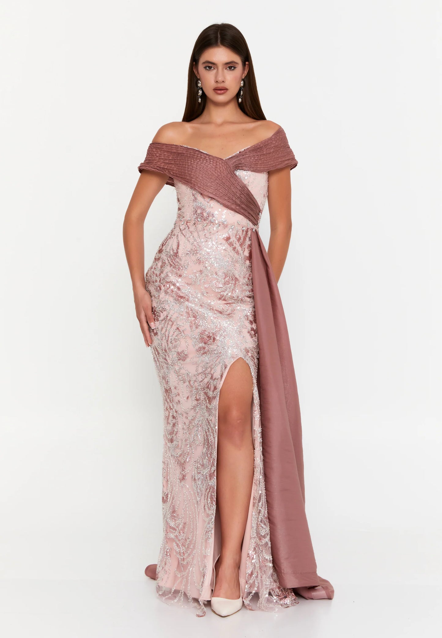 Off Shoulder Maxi Tulle Mermaid Regular Wedding Guest Dress Unit Price: €95