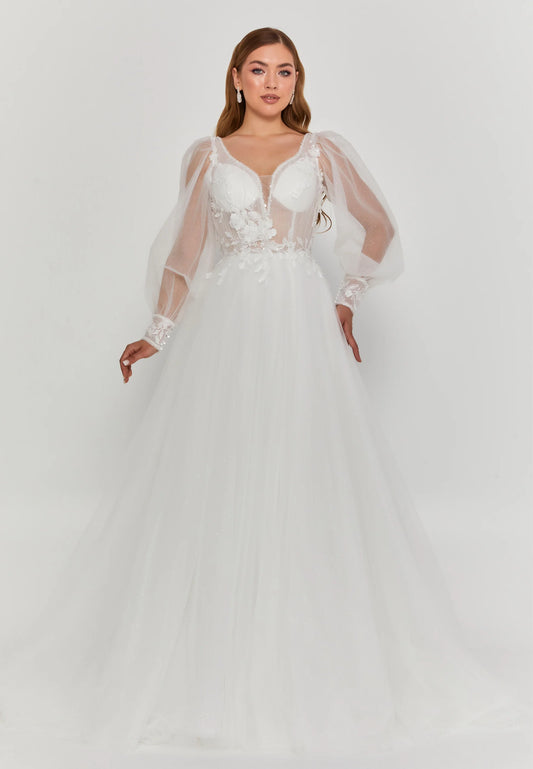 Long Sleeve Maxi Tulle Regular Wedding Dress Unit Price: €265