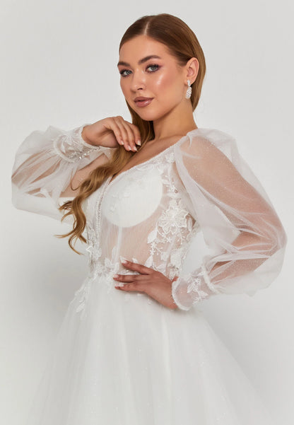 Long Sleeve Maxi Tulle Regular Wedding Dress Unit Price: €265