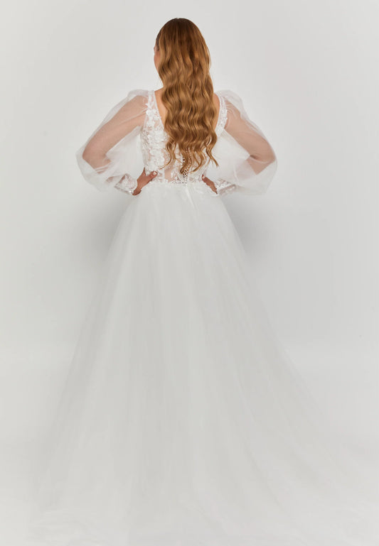Long Sleeve Maxi Tulle Regular Wedding Dress Unit Price: €265
