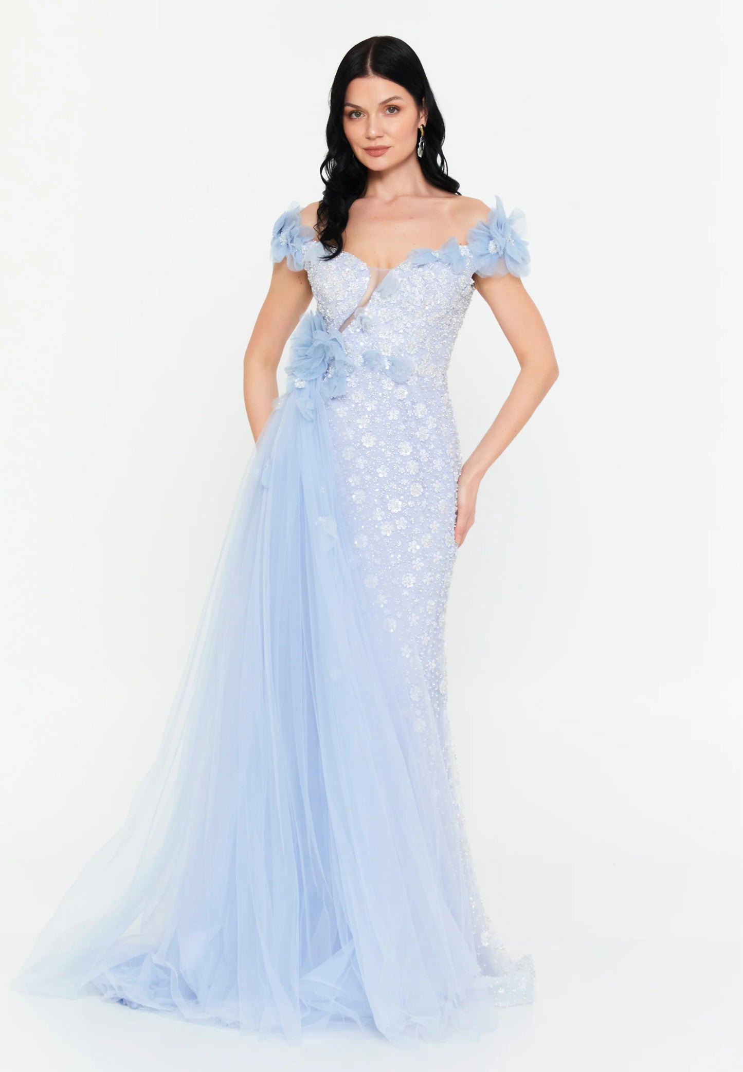 Off Shoulder Maxi Tulle Mermaid Regular Prom Dress Unit Price: €210