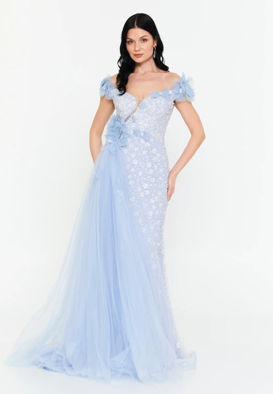Off Shoulder Maxi Tulle Mermaid Regular Prom Dress Unit Price: €210