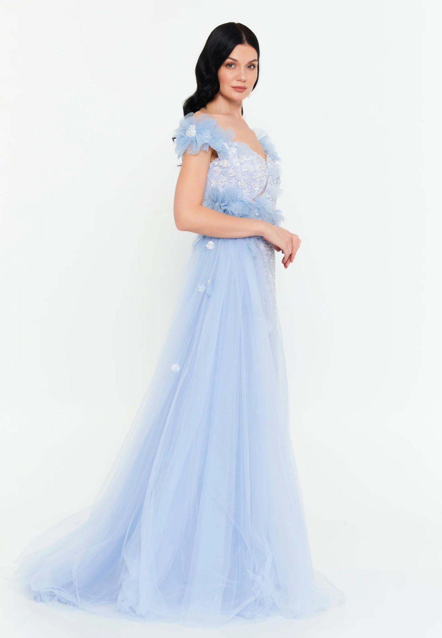 Off Shoulder Maxi Tulle Mermaid Regular Prom Dress Unit Price: €210