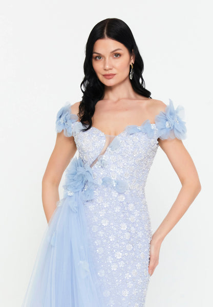 Off Shoulder Maxi Tulle Mermaid Regular Prom Dress Unit Price: €210