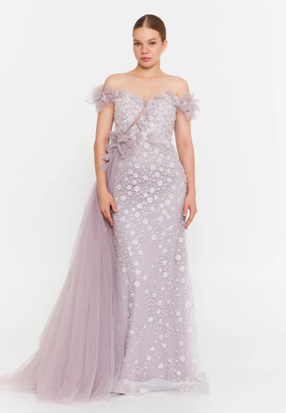 Off Shoulder Maxi Tulle Mermaid Regular Prom Dress Unit Price: €210