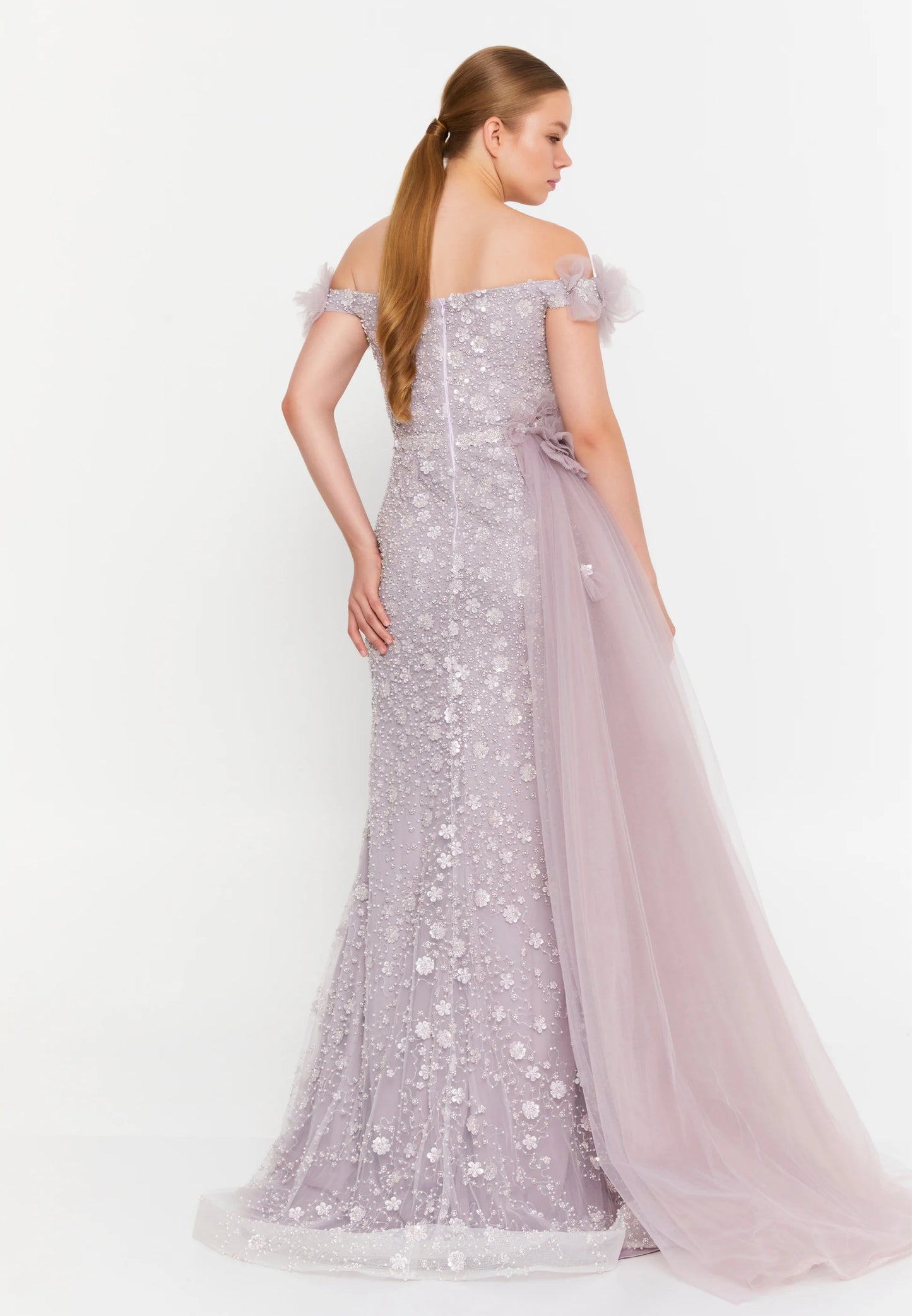 Off Shoulder Maxi Tulle Mermaid Regular Prom Dress Unit Price: €210