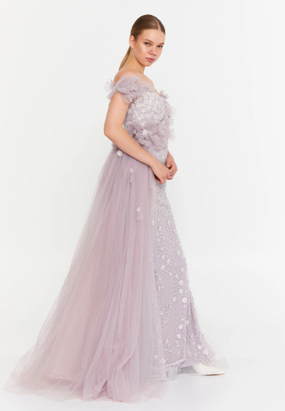 Off Shoulder Maxi Tulle Mermaid Regular Prom Dress Unit Price: €210