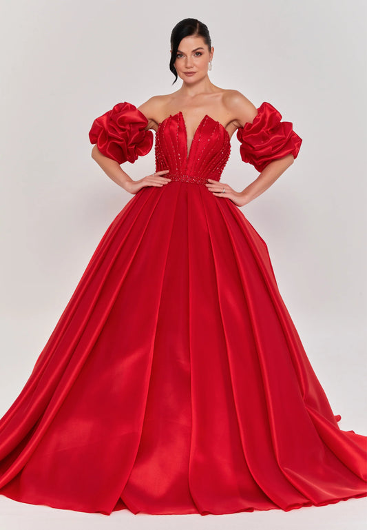 Off Shoulder Maxi Polyester Regular Engagement Dress Unit Price: €515